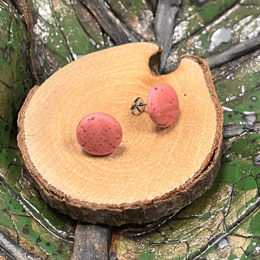 Korkohrstecker Pfirsich - wood stud - Holzohrringe - Holzschmuck und mehr