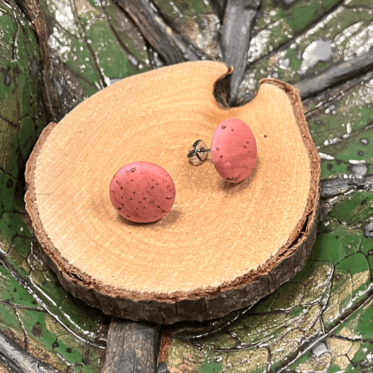 Korkohrstecker Pfirsich - wood stud - Holzohrringe - Holzschmuck und mehr