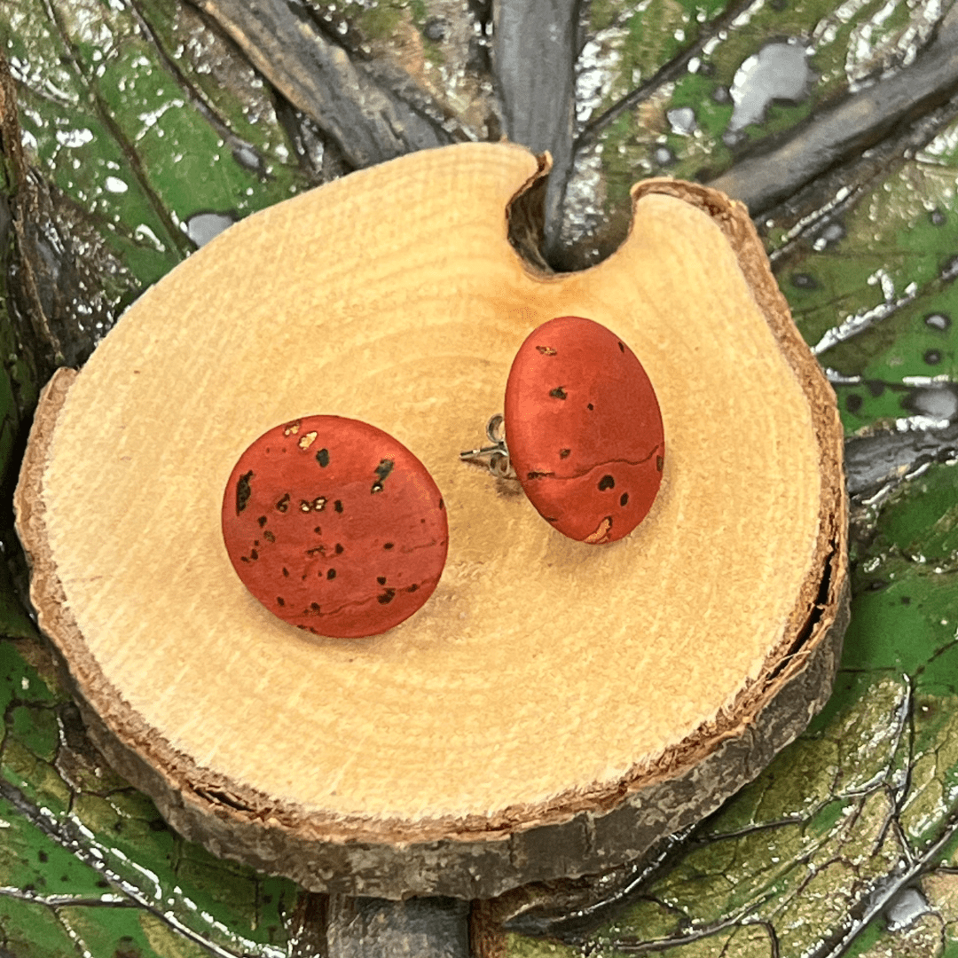 Korkohrstecker Rost - Gold - wood stud - Holzohrringe - Holzschmuck und mehr