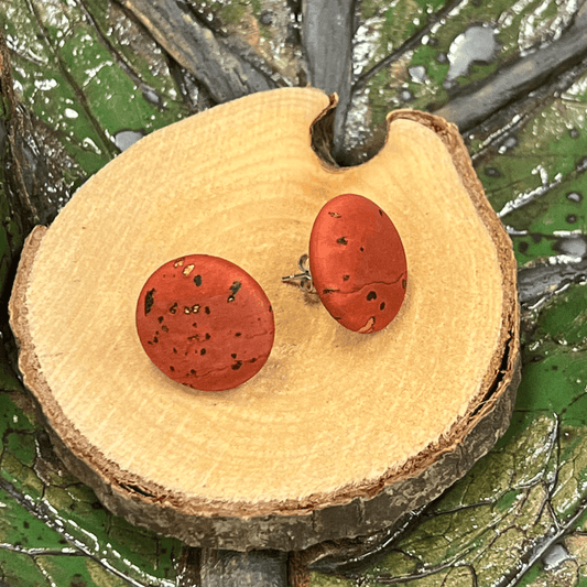 Korkohrstecker Rost - Gold - wood stud - Holzohrringe - Holzschmuck und mehr