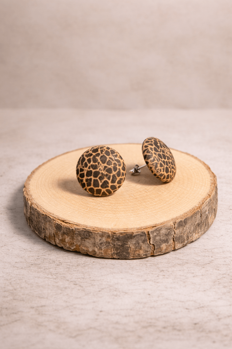 Korkohrstecker Schlangenhaut - Muster - wood stud - Holzohrringe - Holzschmuck und mehr
