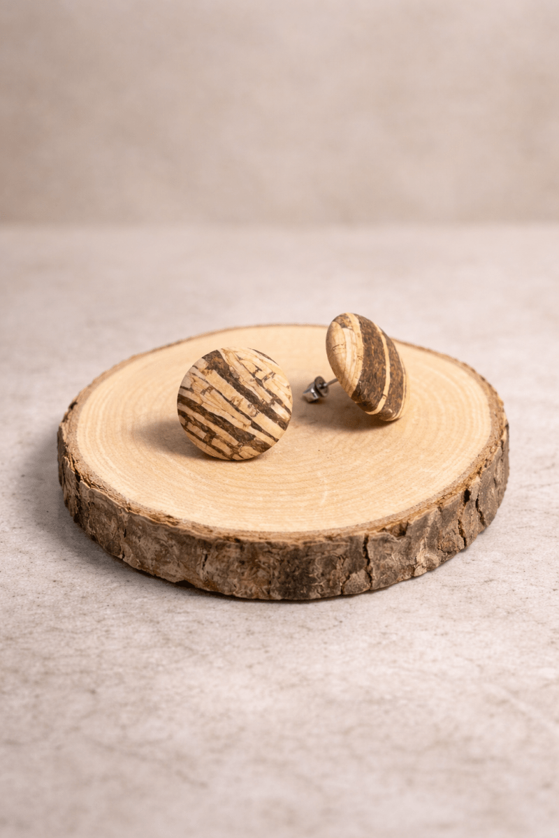 Korkohrstecker Tigerstreifen - wood stud - Holzohrringe - Holzschmuck und mehr
