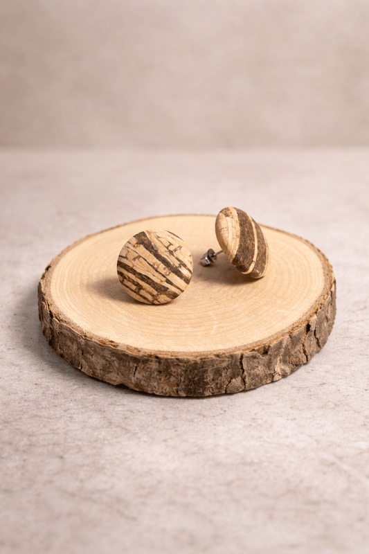 Korkohrstecker Tigerstreifen - wood stud - Holzohrringe - Holzschmuck und mehr