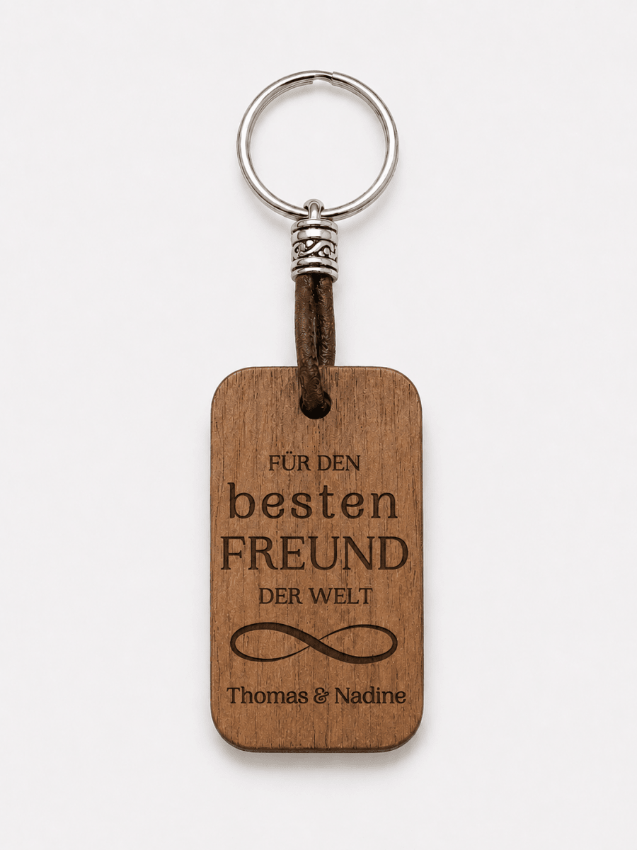 Personalisierter Holz-Schlüsselanhänger für Freund & Freundin - wood stud - Holzohrringe - Holzschmuck und mehr