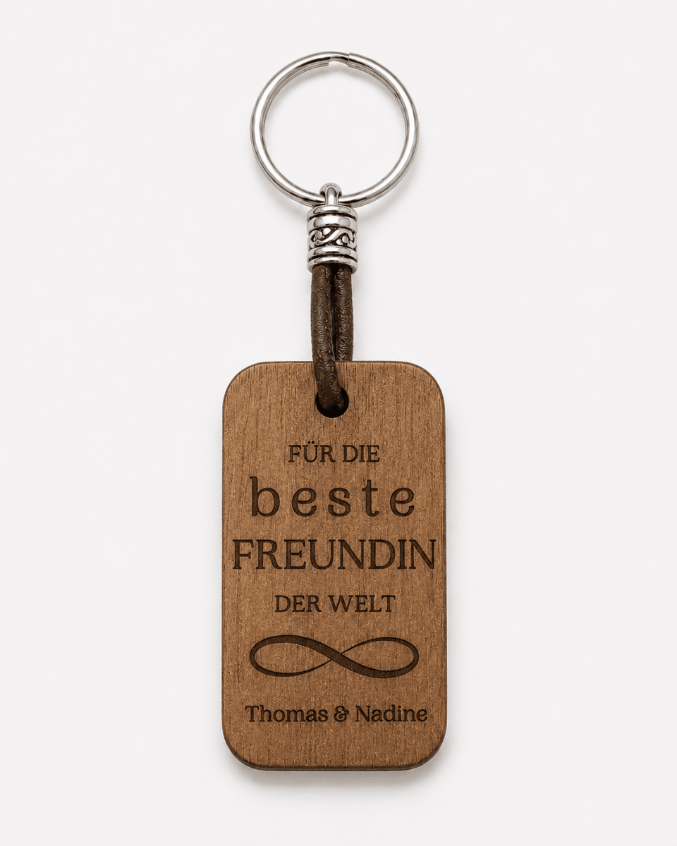 Personalisierter Holz-Schlüsselanhänger für Freund & Freundin - wood stud - Holzohrringe - Holzschmuck und mehr
