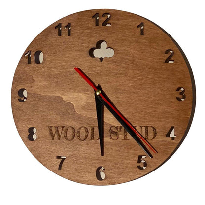 wood stud Holz Wanduhr - rund wood stud
