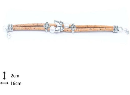 wood stud Kork Armband Schmetterling wood stud