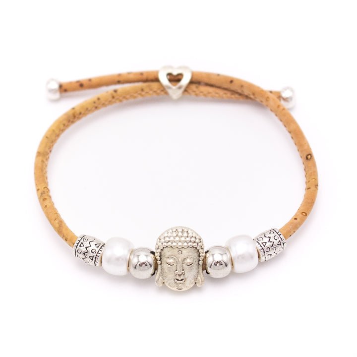 wood stud Kork Armband Symbole des inneren Friedens wood stud
