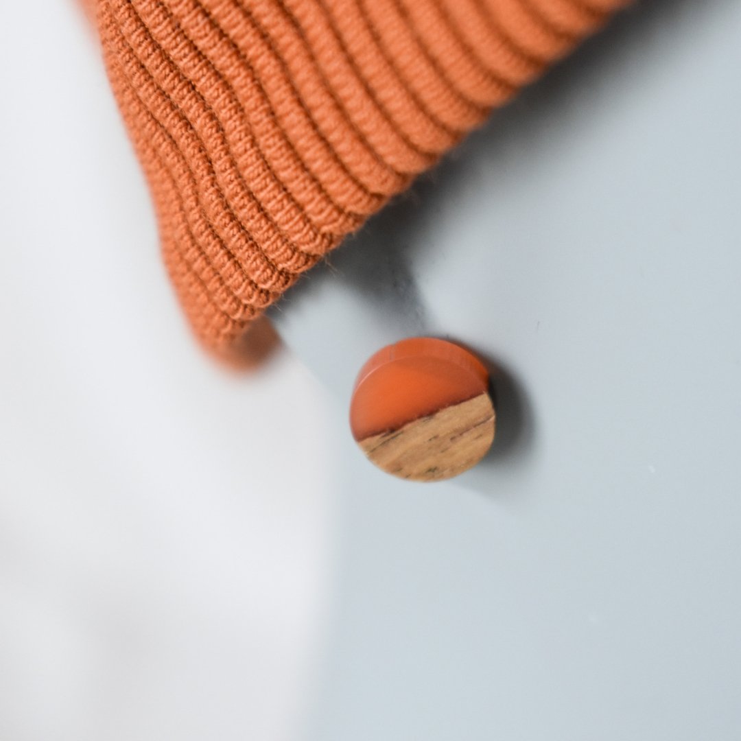 Twister Stirnband & Minis Bundle - orange - wood stud - Holzohrringe - Holzschmuck und mehr